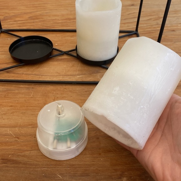 “Home” Metal Candle Holder (2 battery operated wax candles included) - Picture 8 of 8